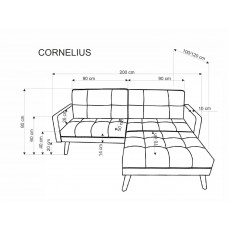 Stūra dīvāns CORNELIUS, zils
